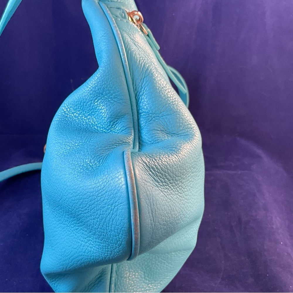 Kate Spade Butter Soft Turquoise Pebble Leather Crossbody Bag Silver Accents - Picture 6 of 14